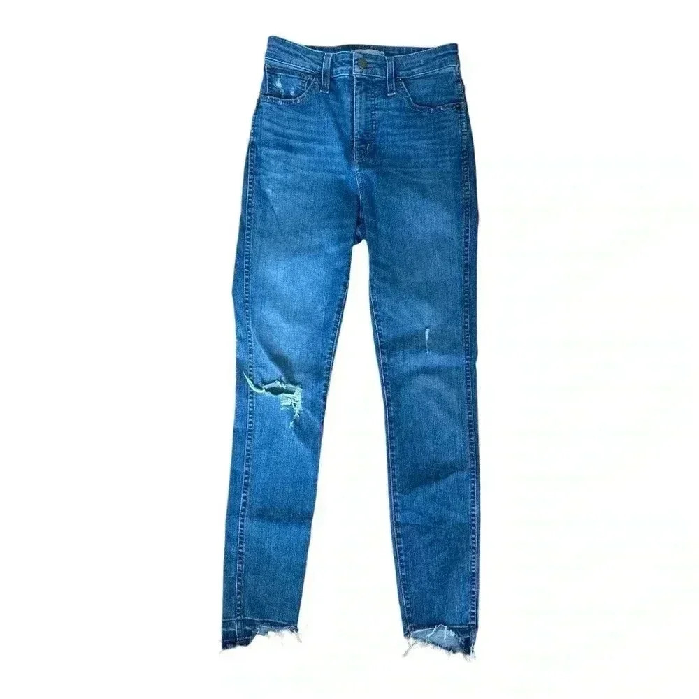 Madewell Curvy High Rise Skinny Distressed Denim Jeans size 26